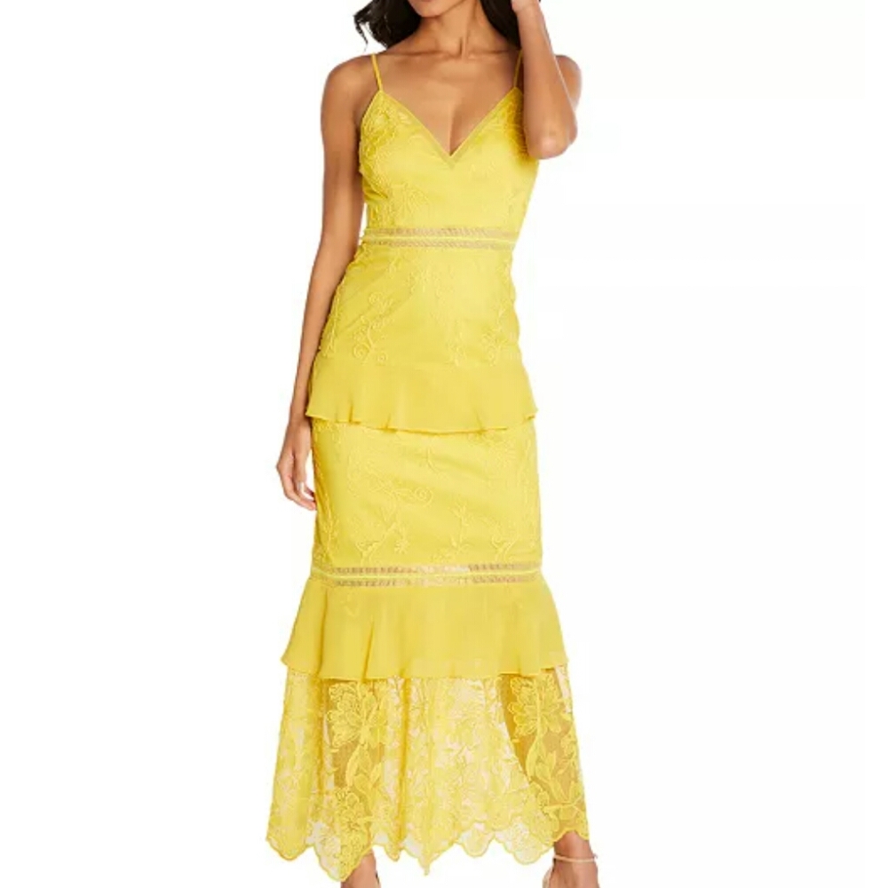 -NWT- Aidan Mattox Tiered Floral Lace Dress 2